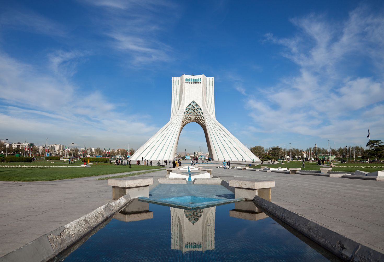 Azadi monument and its reflection on waterways