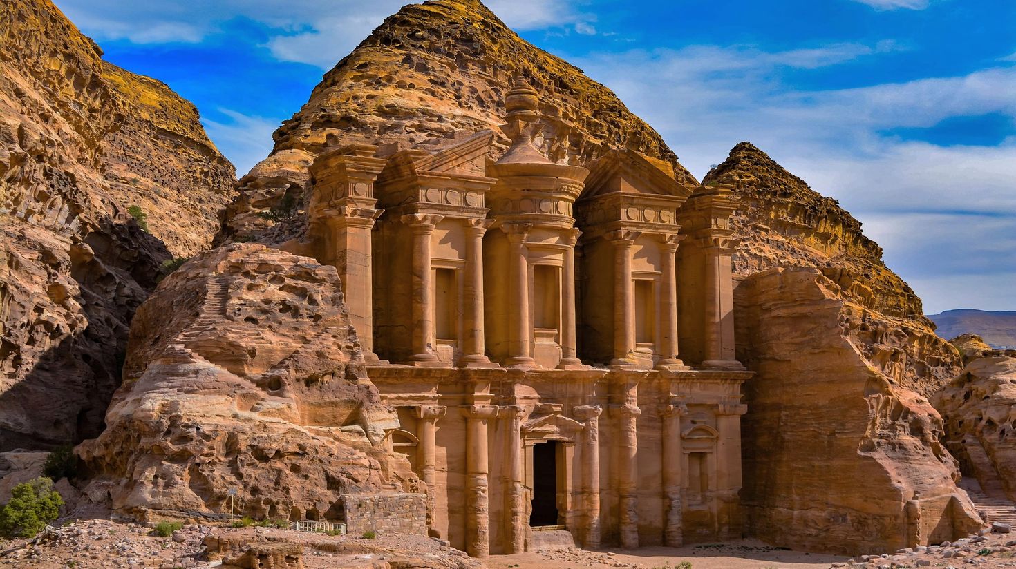 The ancient city of Petra during a clear weather.