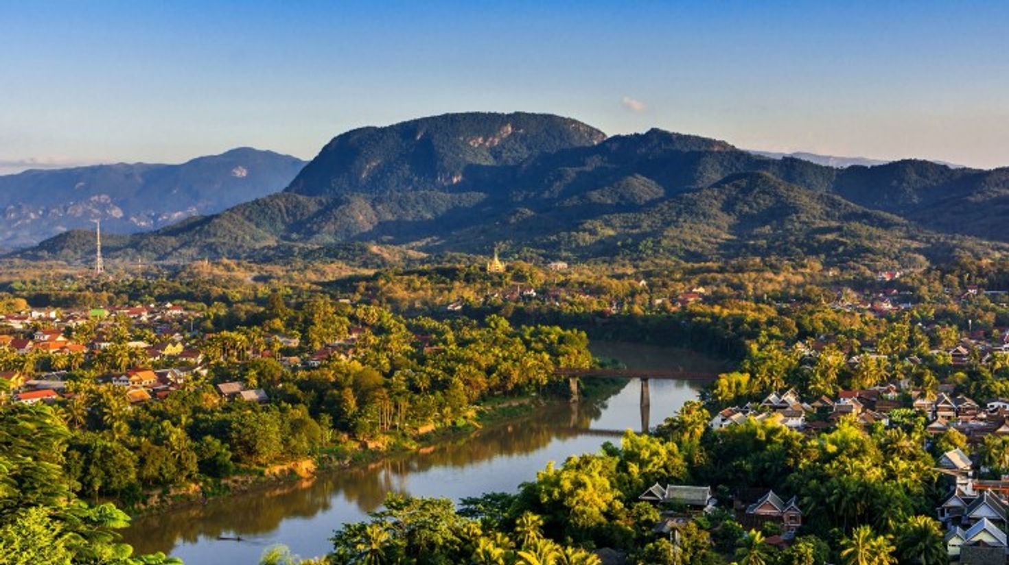 Landscape on a sunset in Luang Prabang in Laos.