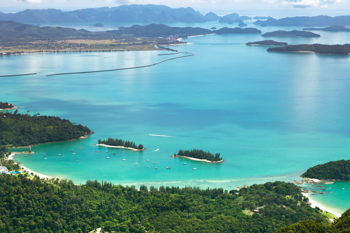 A wide view of the Langkawi beach during the best time to visit Malaysia.