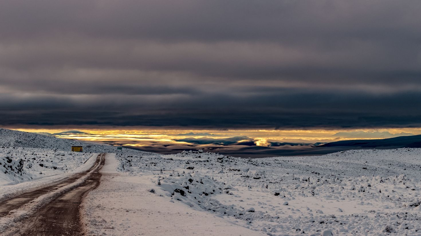 Snowy landscape between Arequipa and Chivay in Peru.