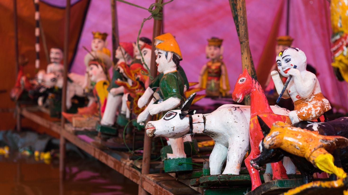Puppets during a water puppet show in Ho Chi Minh City.
