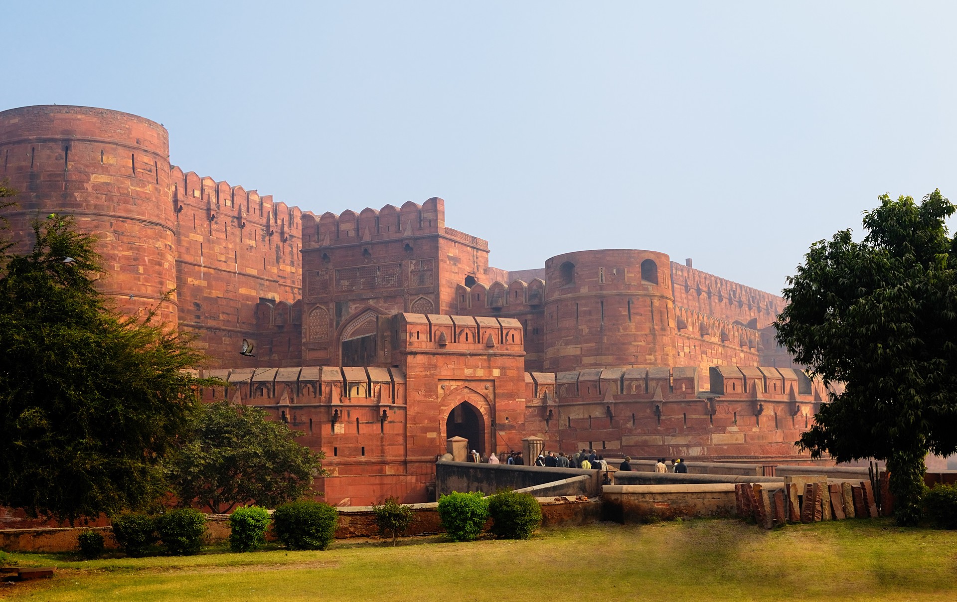 Made from red sandstone, the Agra Fort is often called 'The Red Fort' Made of red sandstone from Rajasthan, hence nicknamed “The Red Fort”, the fort is a grand depiction of Mughal power and prowess.