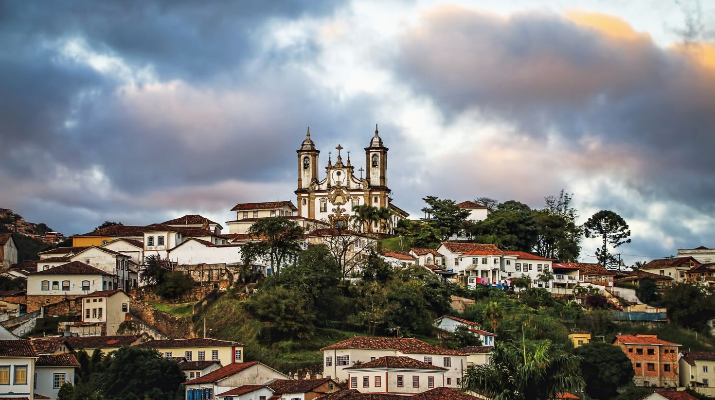 Hilltop cathedral Ouro Preto, Brazil in April