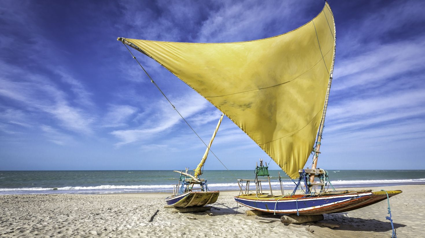 Fishing boat on the beach of Natal, Brazil