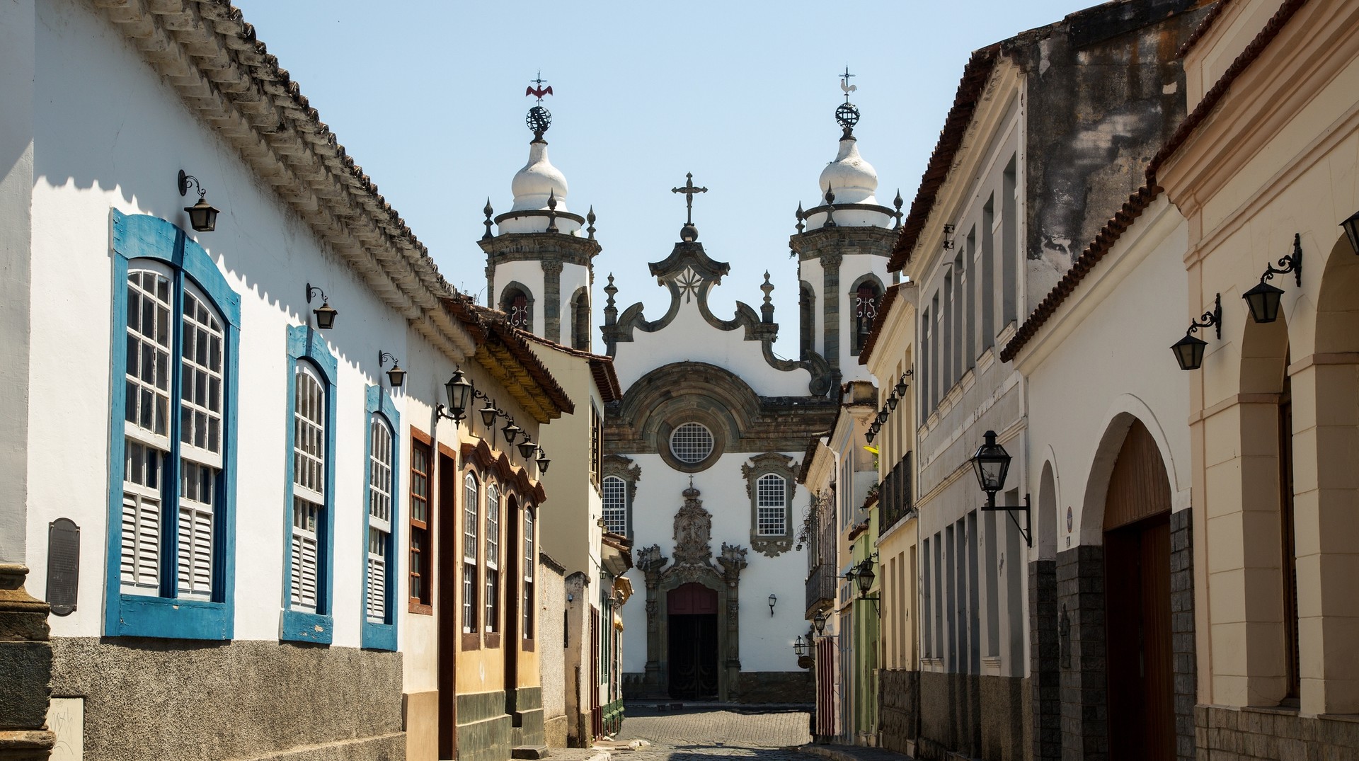 The Roman Catholic church of São João del Rei Cathedral is adorned with rich decorations, paintings, and statues, representing Brazilian colonial art. Sao Joao del Rei Church, Brazil in November