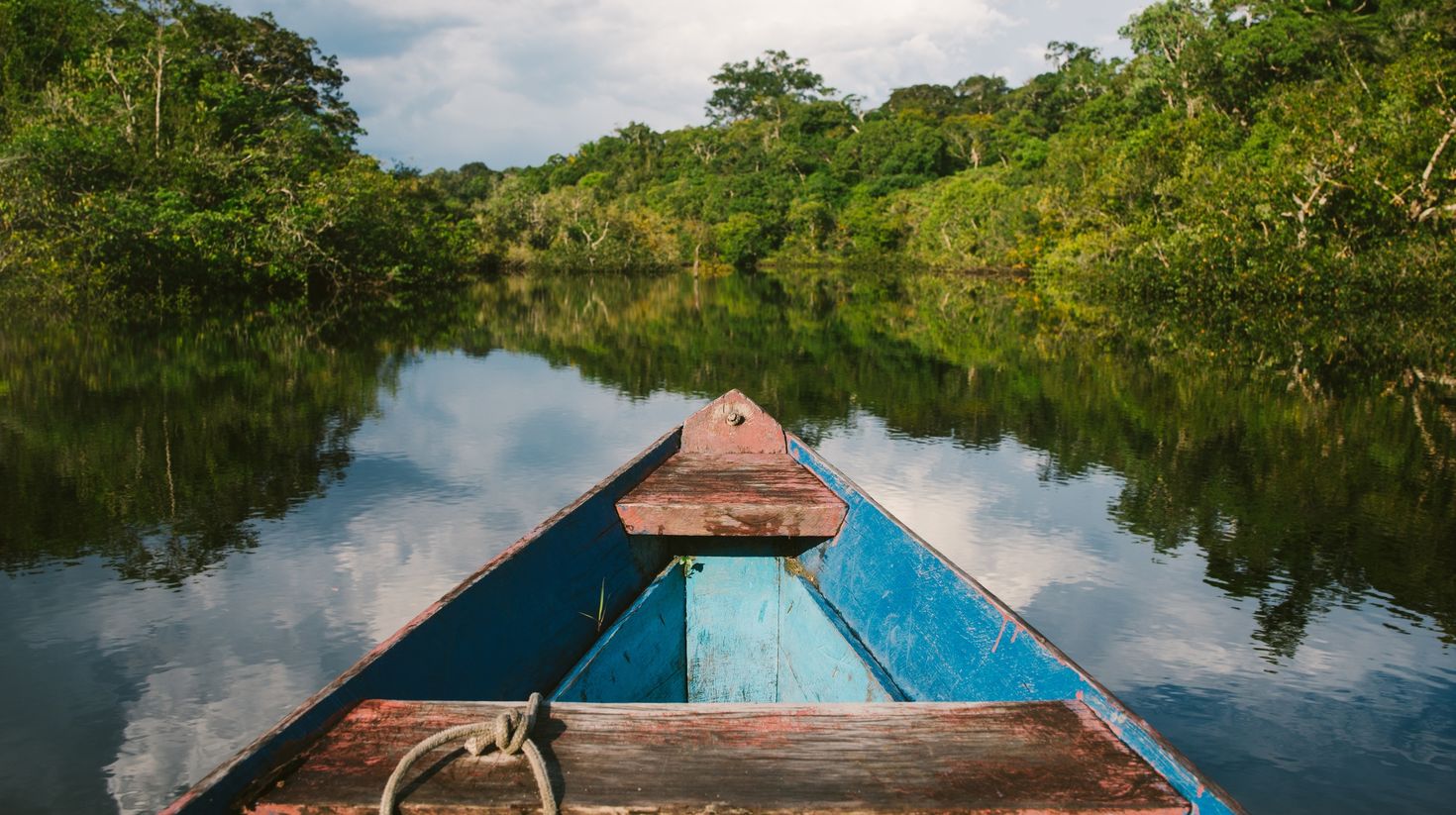 Canoe in the Amazon Rainforest , Brazil