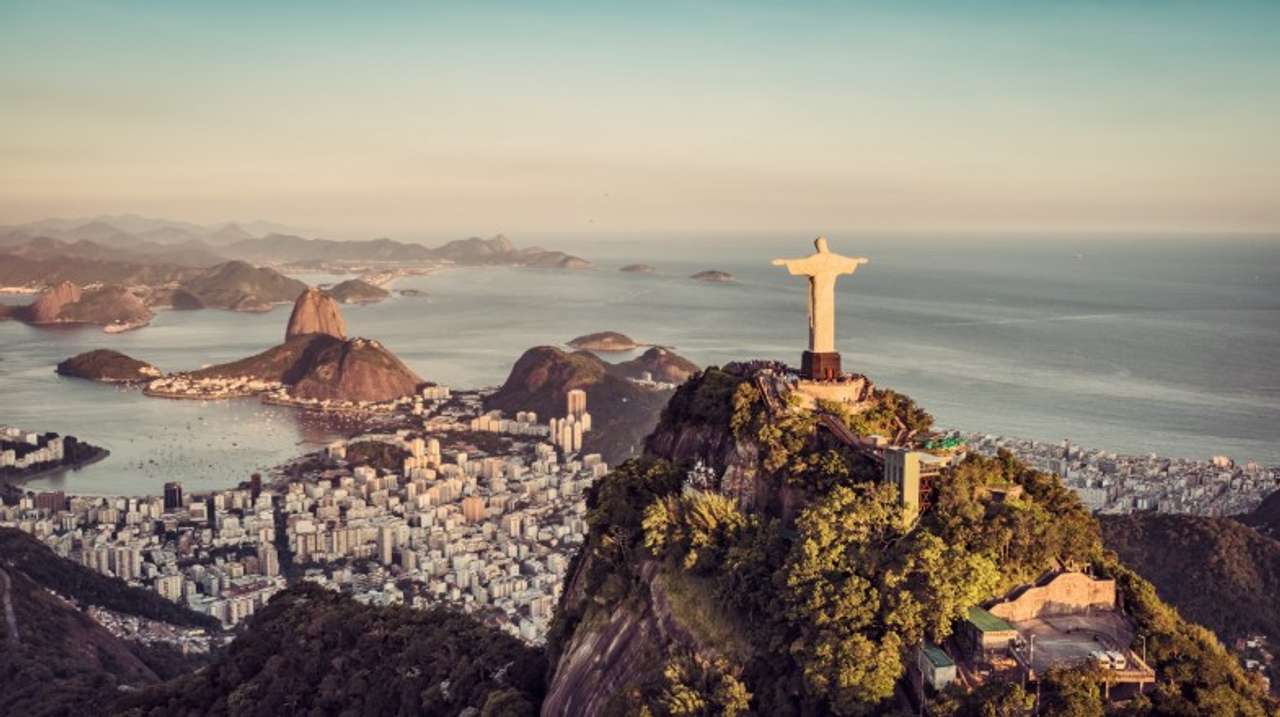 Aerial panorama of Botafogo Bay , Rio De Janeiro