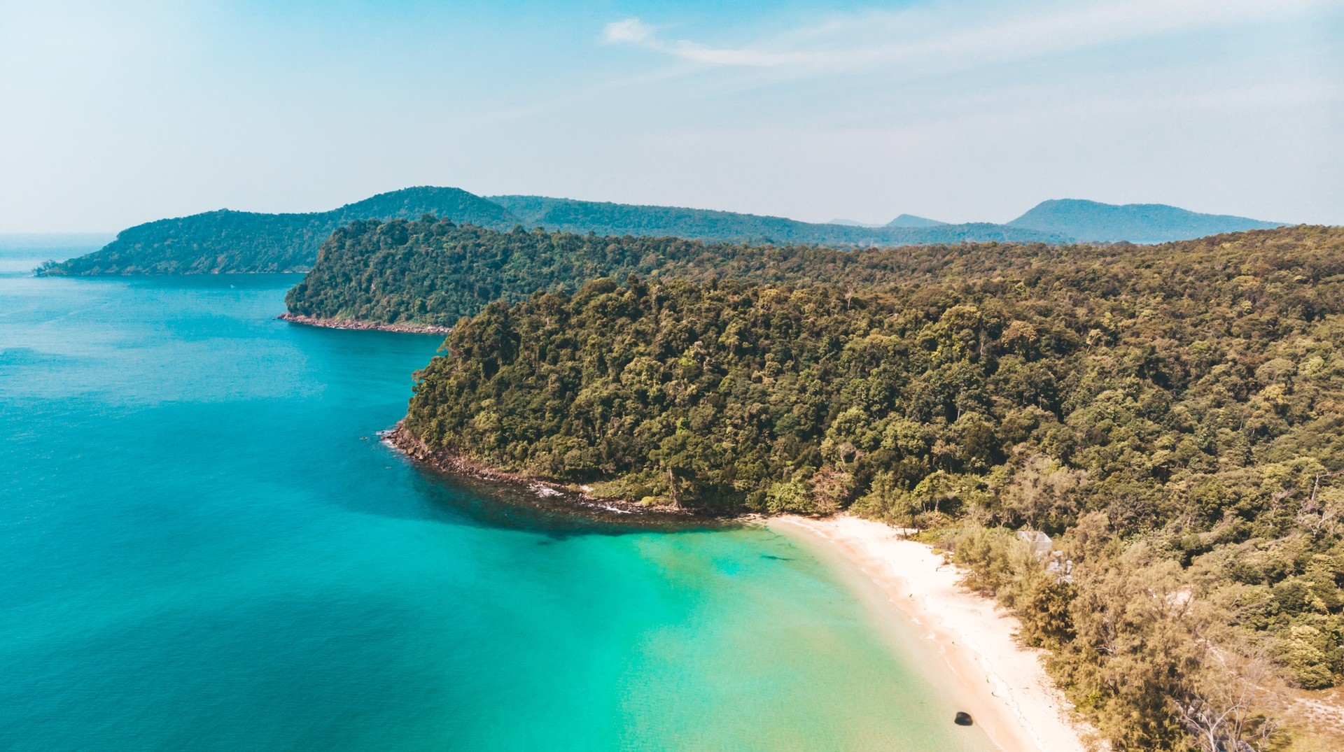 Enjoy the perfect weather and explore the breathtaking beauty of islands in Cambodia in December. Coast of island Koh Rong Samloem on a clear weather in Cambodia in December