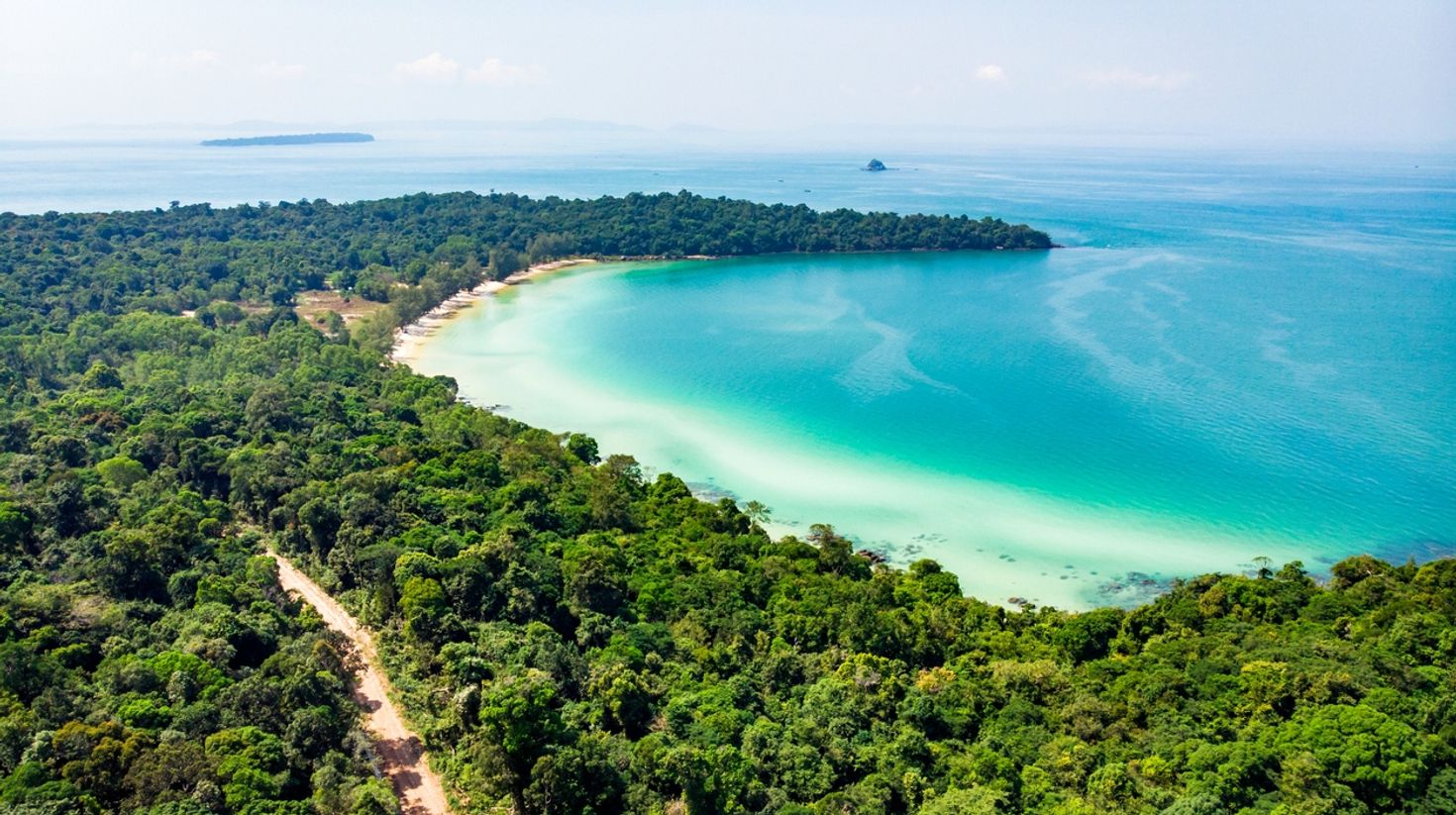 The view of a beautiful tropical island in the warm weather.