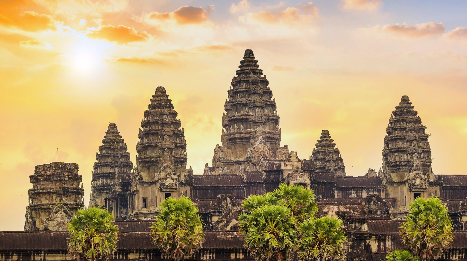 A must-visit place in Cambodia is the world-renowned Angkor Thom Temple Complex. Angkor Thom visited during sunrise when spending 4 days in Cambodia.
