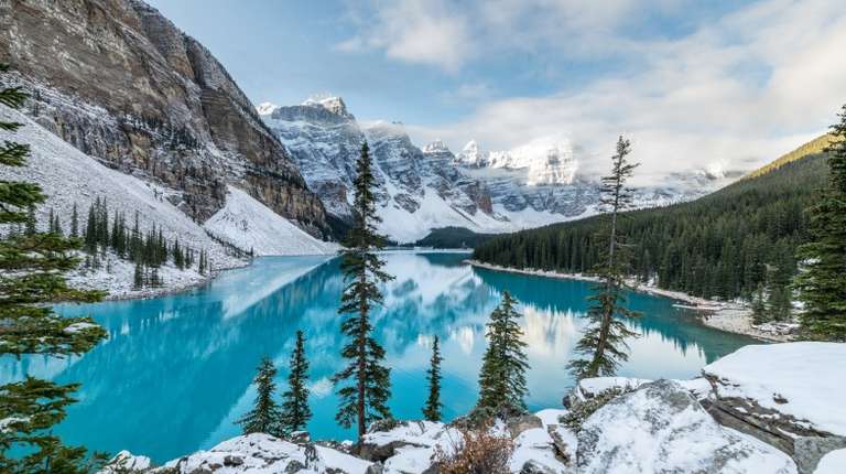 Lake Louise in Banff National Park in Canada in February.