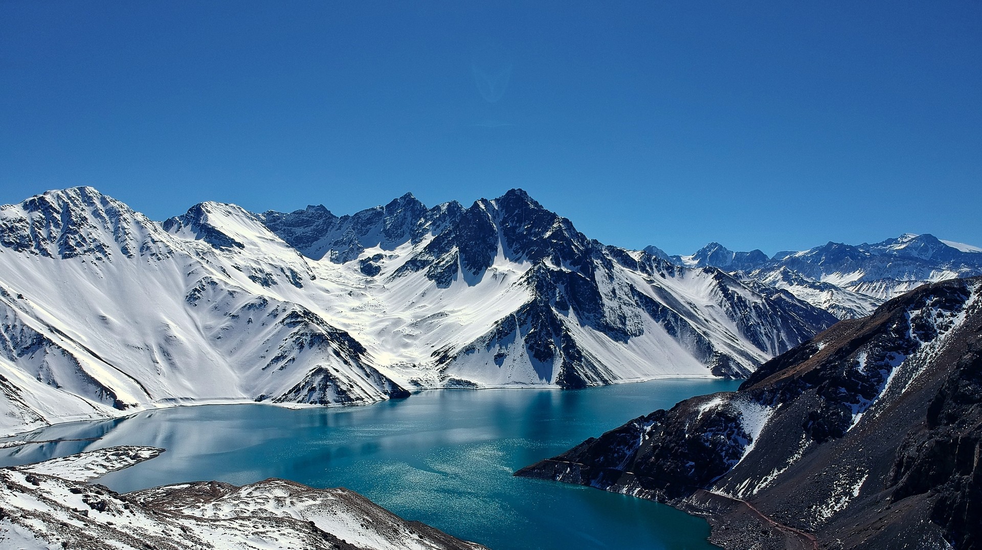 Despite the fact that the winter season is about to end at this point, there will still be enough snow to enjoy in Chile during August. The Yeso Reservoir, in the middle of the Andes Mountain range in Chile in August.