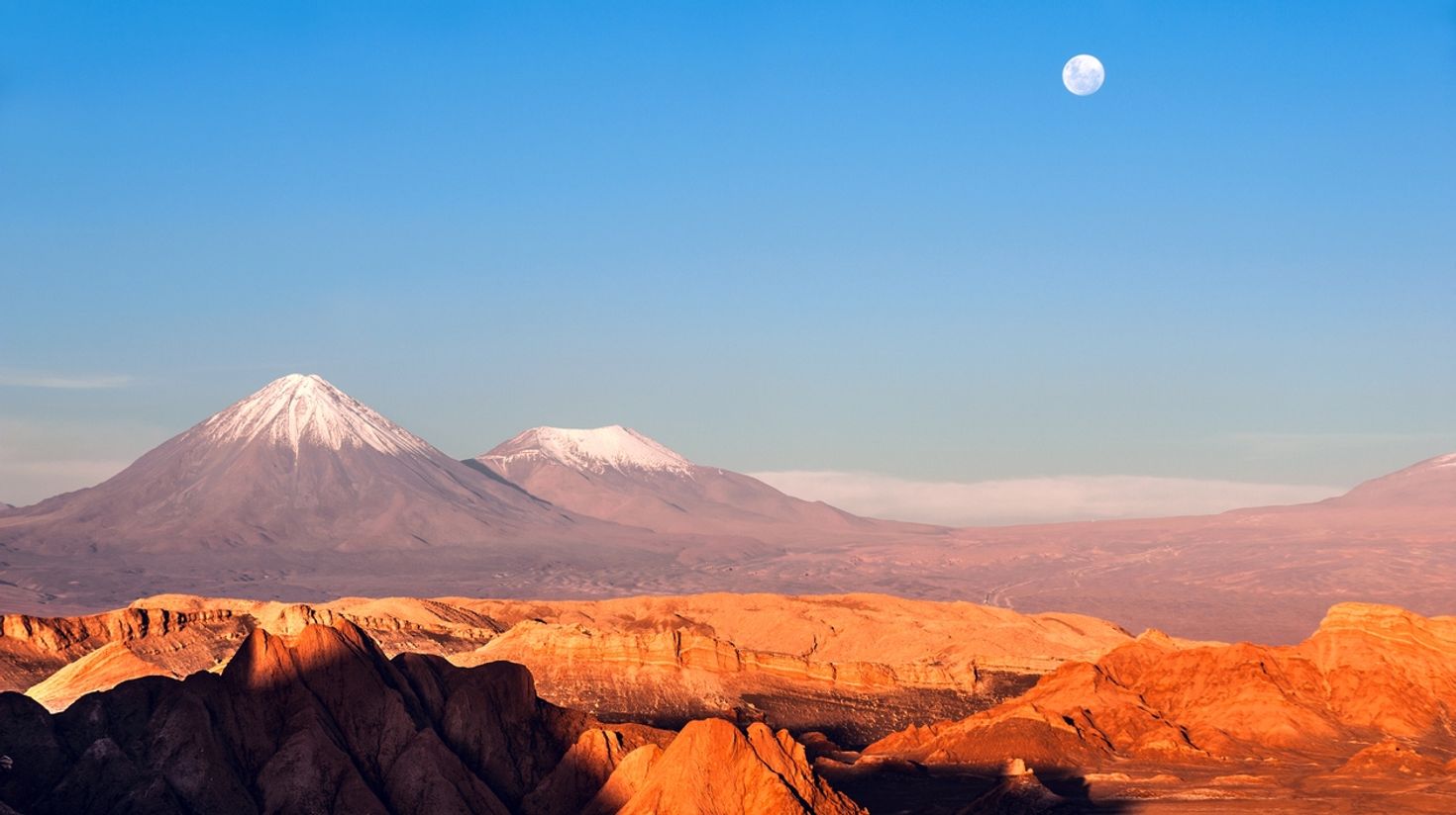 The Moon Valley in Atacama desert photographed during sunsets