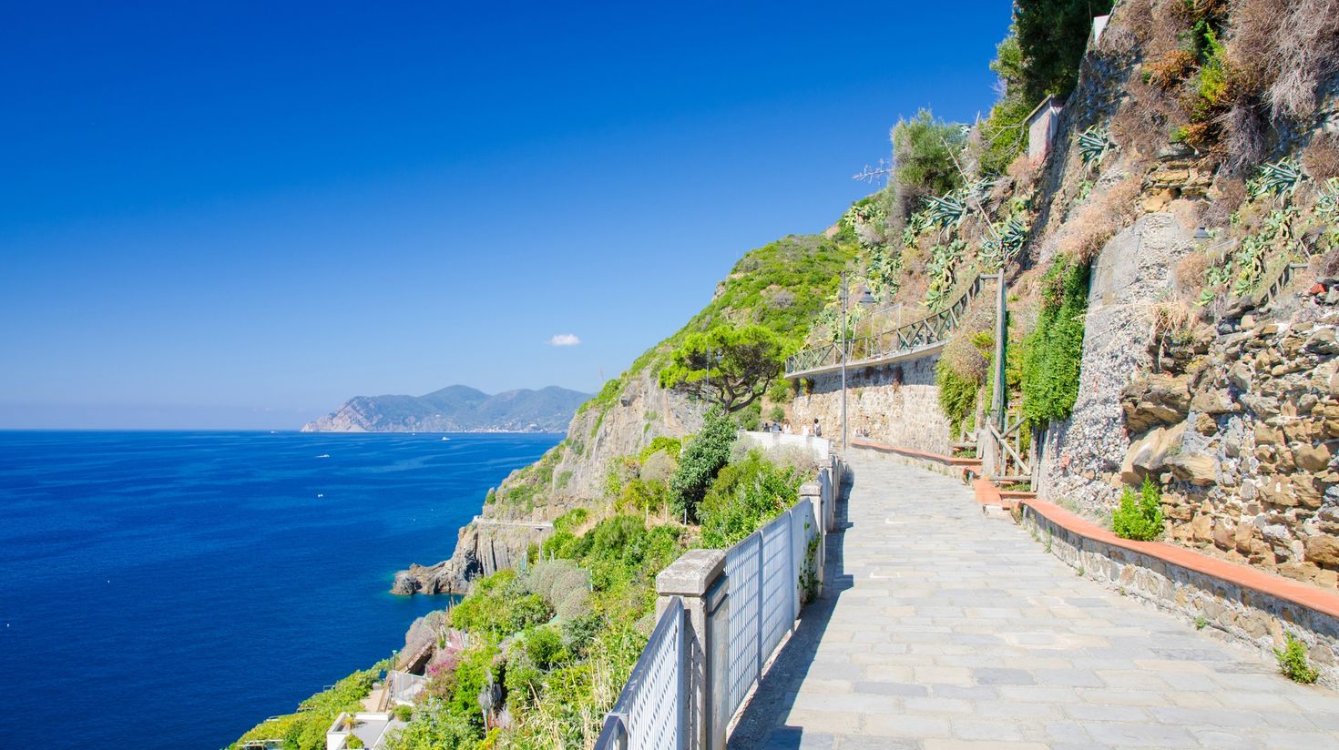 A scenic view of hiking trail along the coastline in Via dell' Amore in Italy.