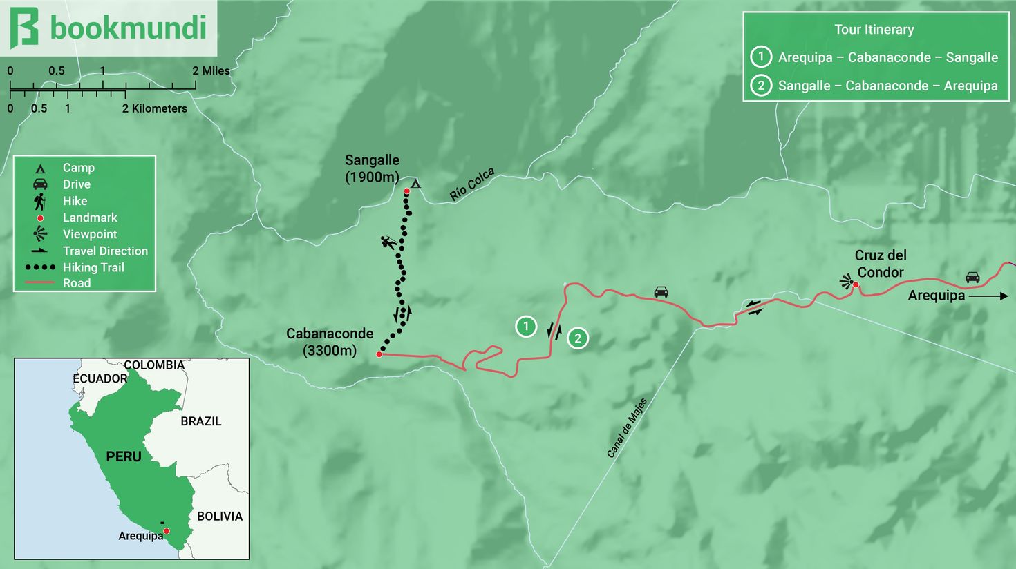 Map of Colca Canyon trek