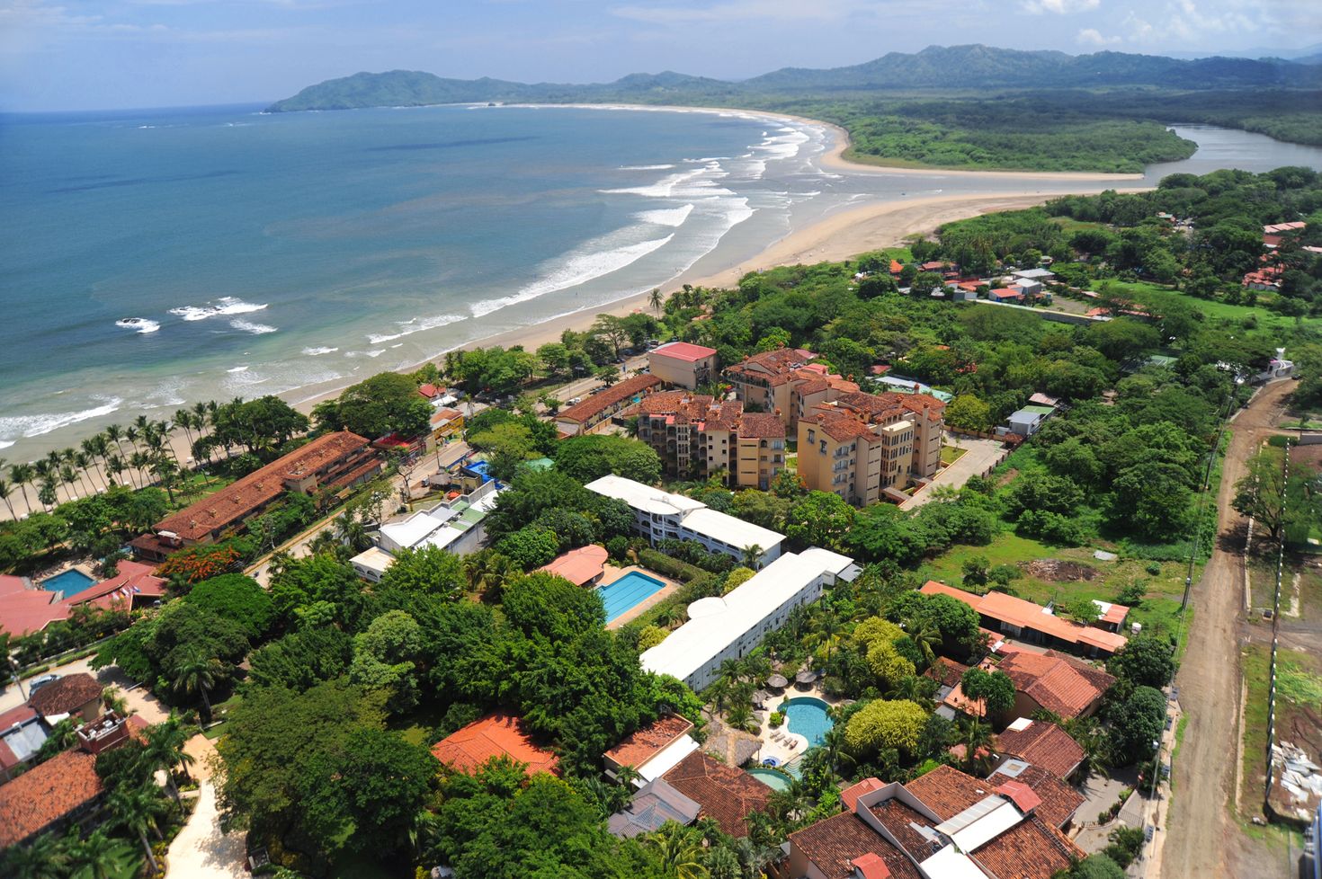 Aerial view of western Costa Rica resorts in Tamarindo area