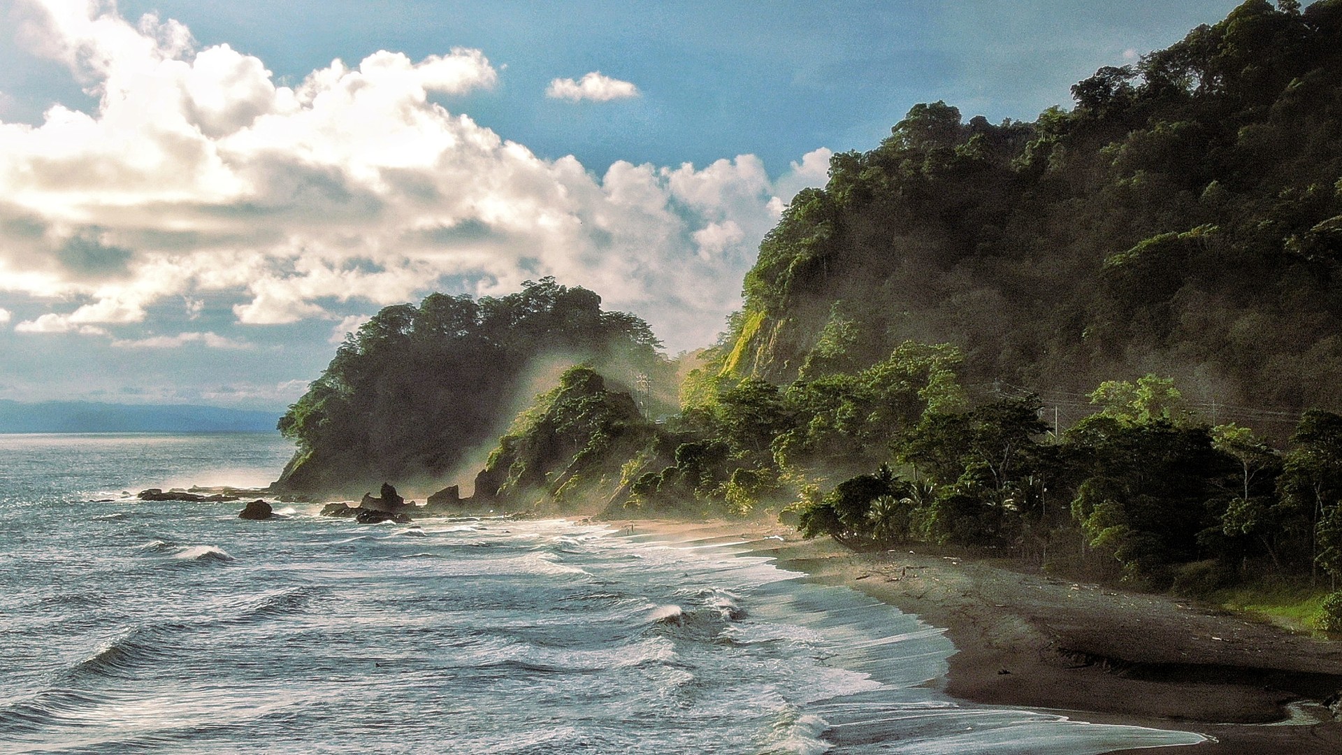 Aerial shot of Playa Hermosa during Golden Hour in Costa Rica in February.