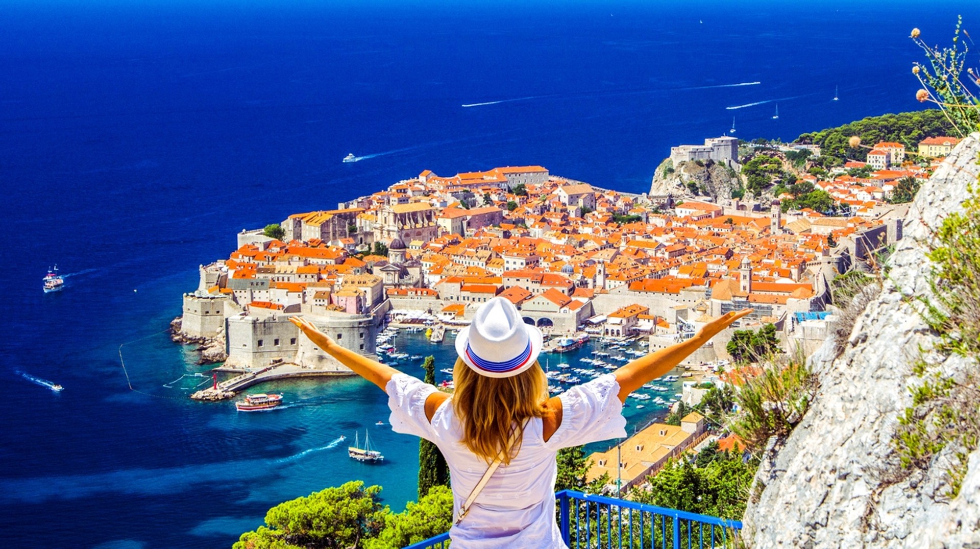 Head to the Dalmatia region during April to enjoy the sunny weather, the sun, the sand and the sea. Dalmatian Coast of Adriatic Sea in Dubrovnik during April in Croatia