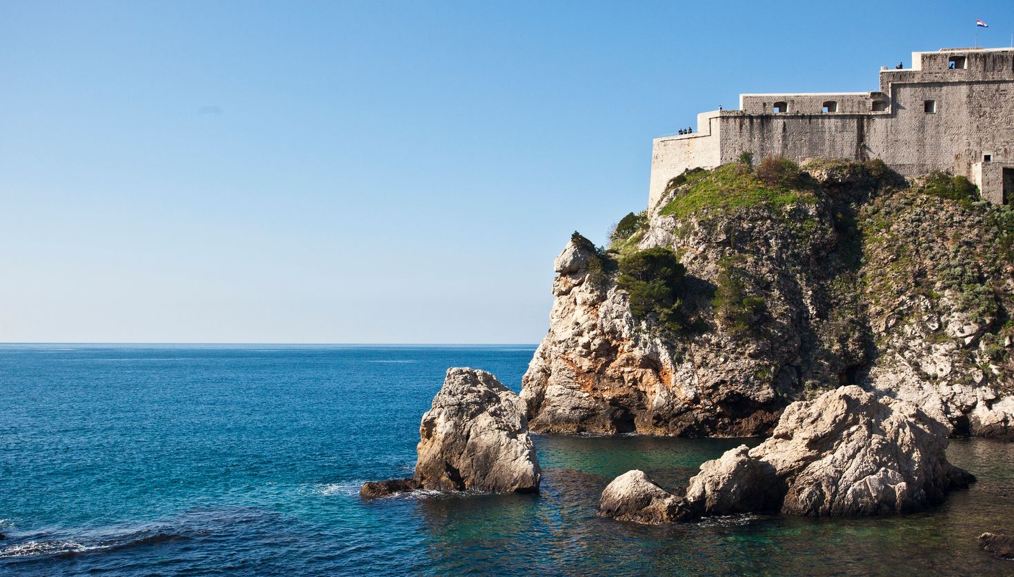 View of Dubrovnik`s walls and Dubrovnik City Walls, Croatia in January