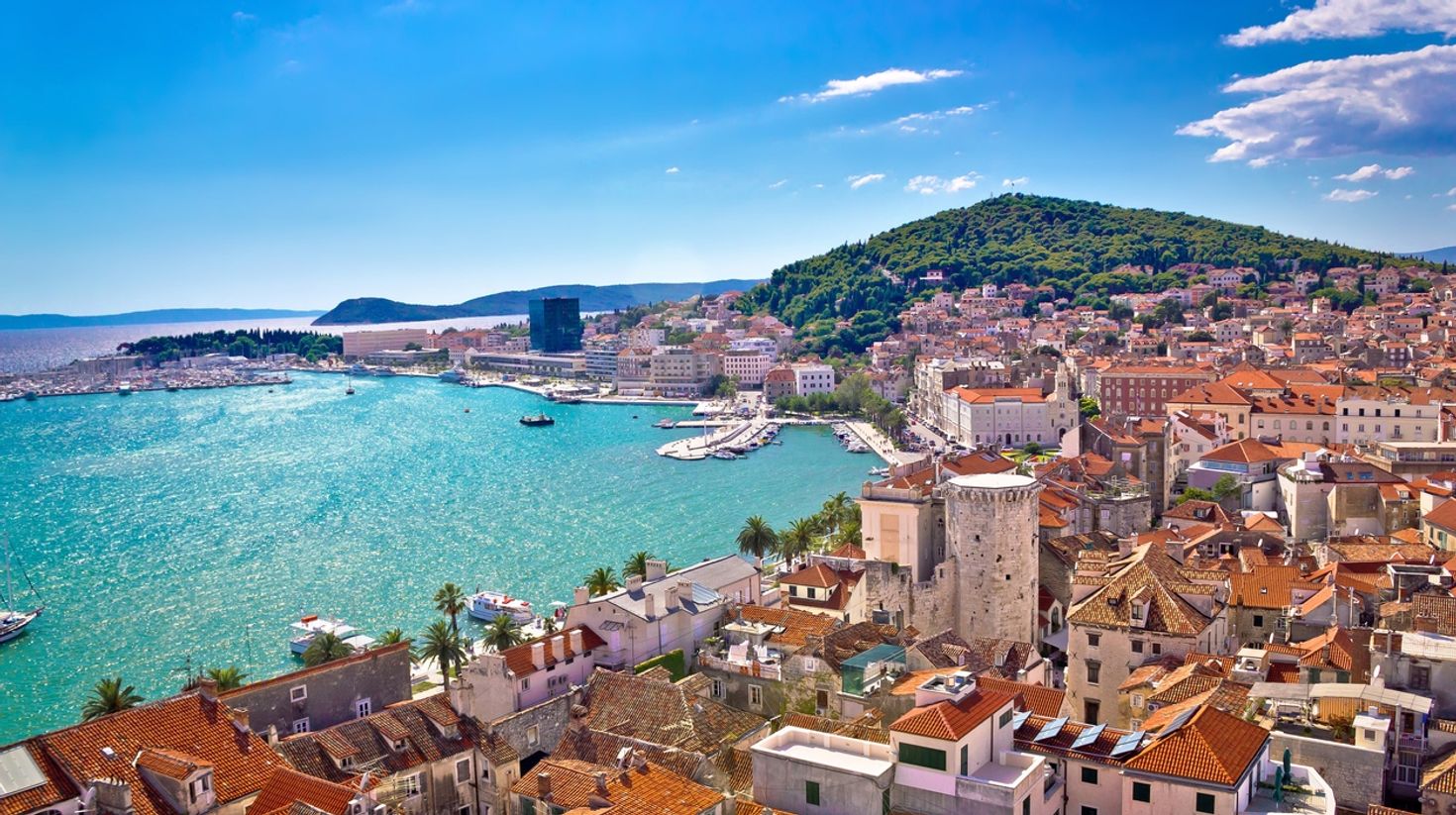 Visit the waterfront at Split in Croatia in July.