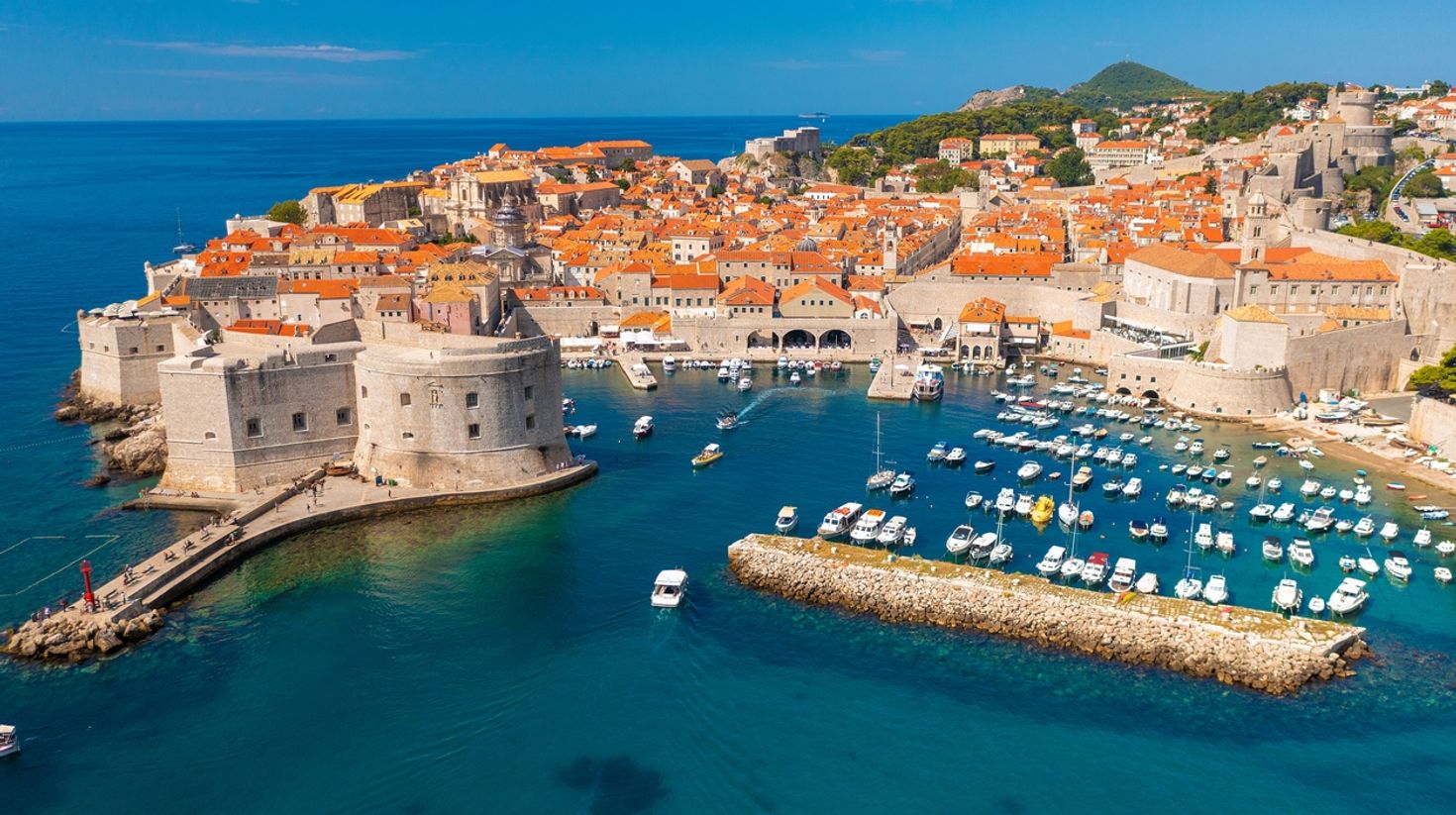 Experience this amazing aerial view of Old Town in Dubrovnik in Croatia.