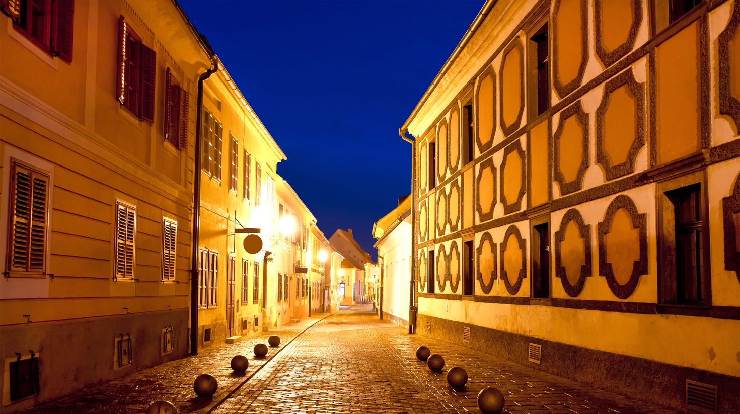 Enjoy strolling in the streets during the evenings in Varaždin in Croatia.
