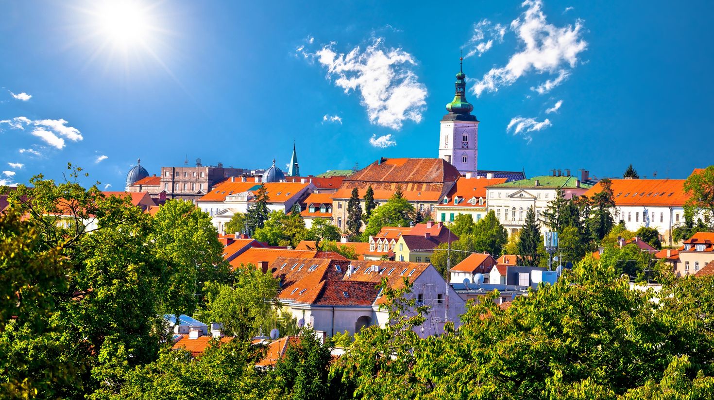Watch the historic upper town skyline in Zagreb in Croatia in September.