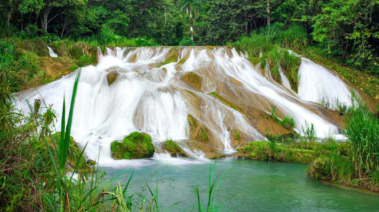 natural swimming pool in El Nicho waterfall, cuba in September