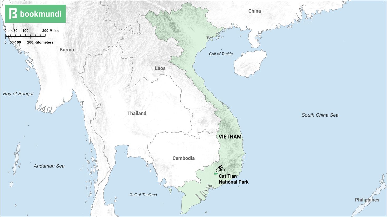cycling in Vietnam Cat Tien National Park map cycling in Vietnam Cat Tien National Park map