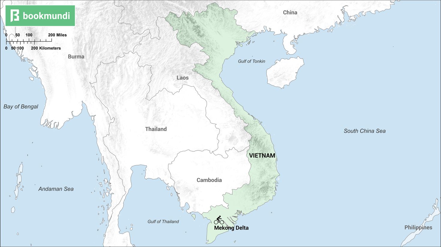 cycling in Vietnam Mekong Delta map cycling in Vietnam Mekong Delta map
