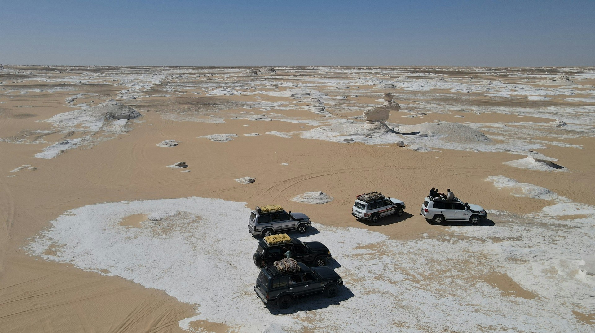 4X4 vehicles on the White desert in Egypt during 8 days' stay