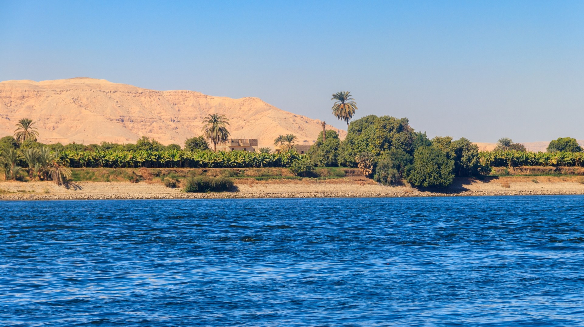 Watch the beautiful contrast of the blue Nile and the desert on your holiday to Egypt. View the blue Nile when visiting Egypt in February.