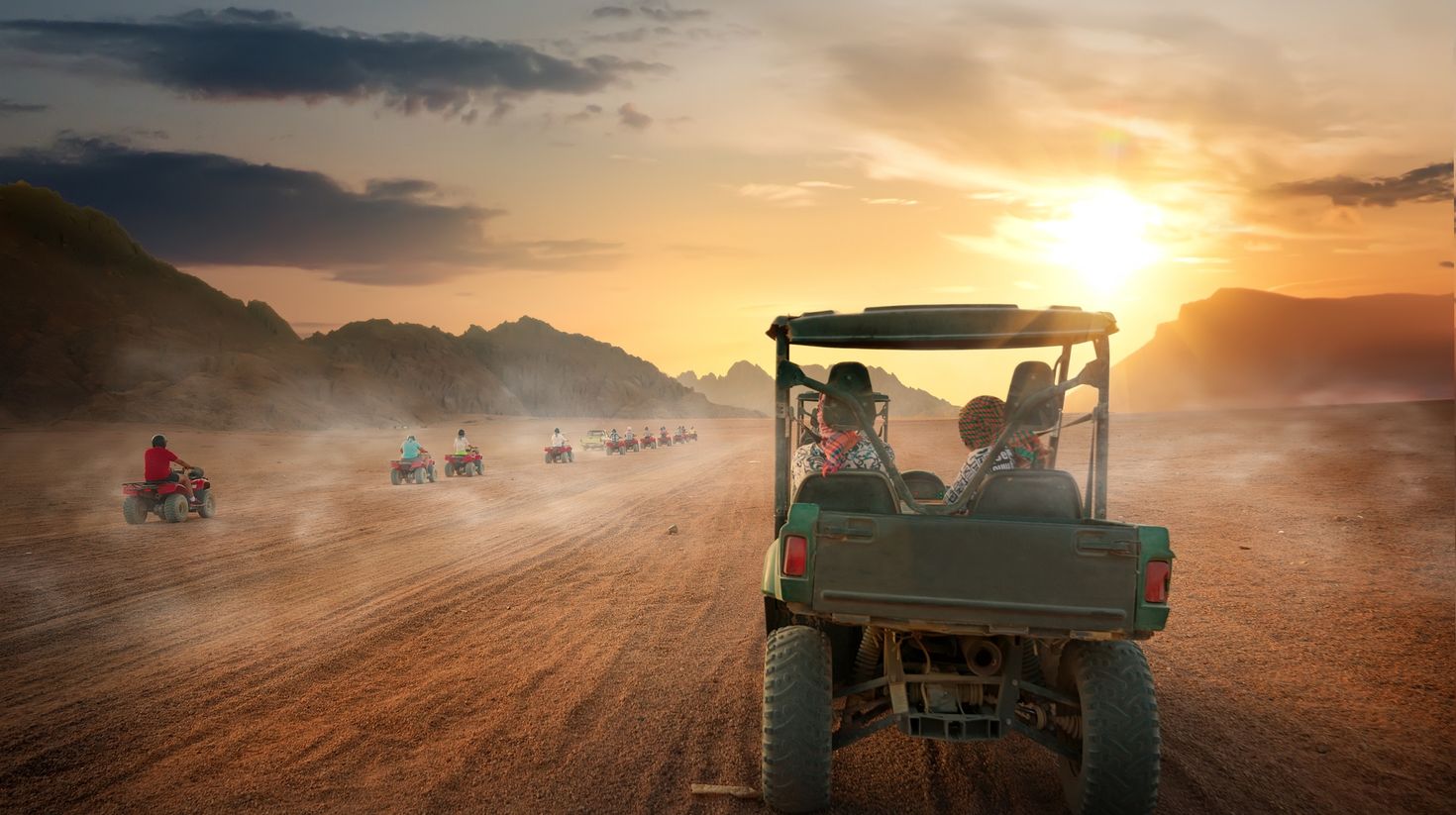 Book a sand safari on a jeep while touring Egypt in February.
