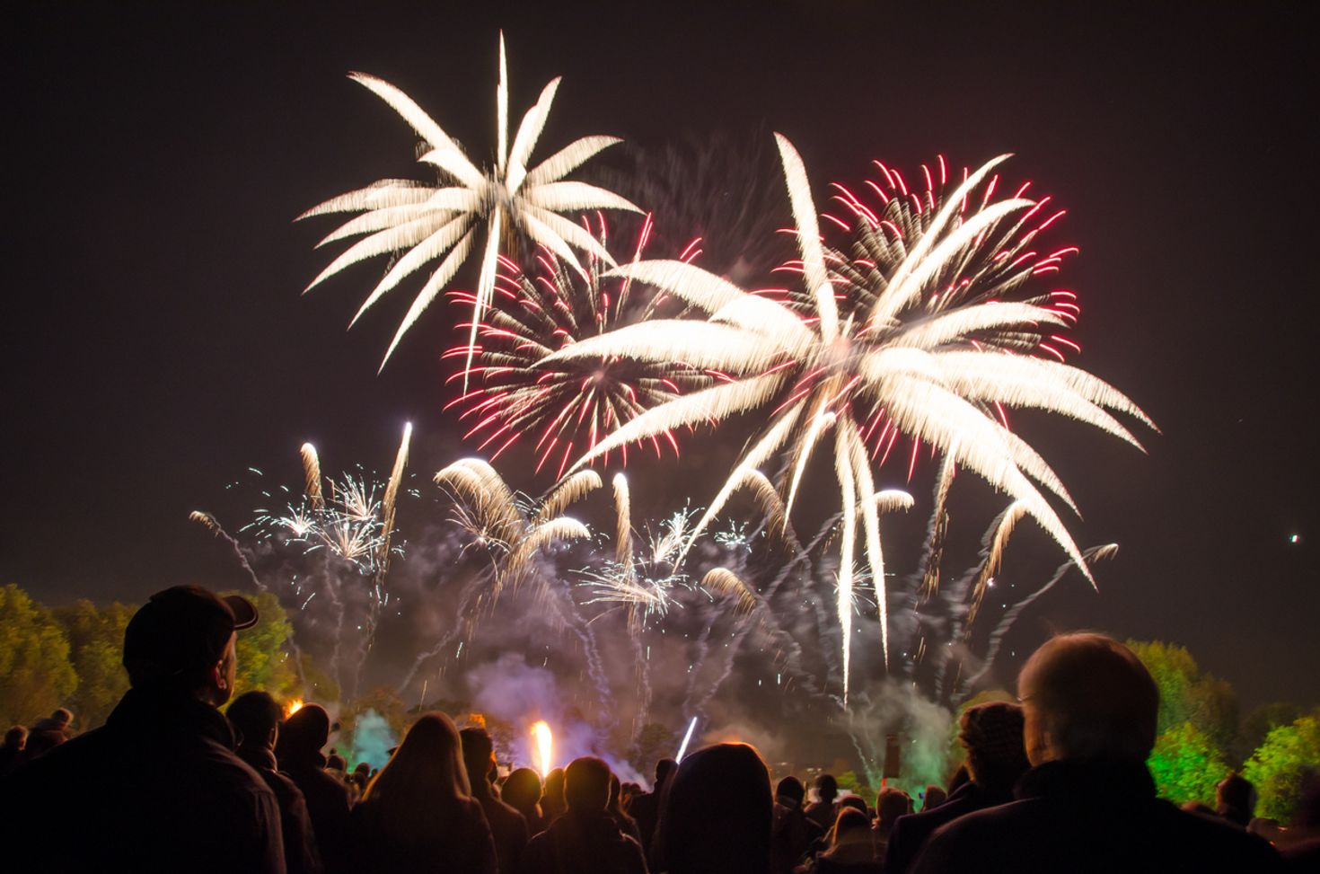People enjoying the the fireworks in the Guy Fawkey's Night in England
