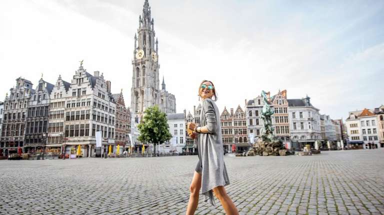 A girl exploring Brussels on her 4 days in Europe trip.