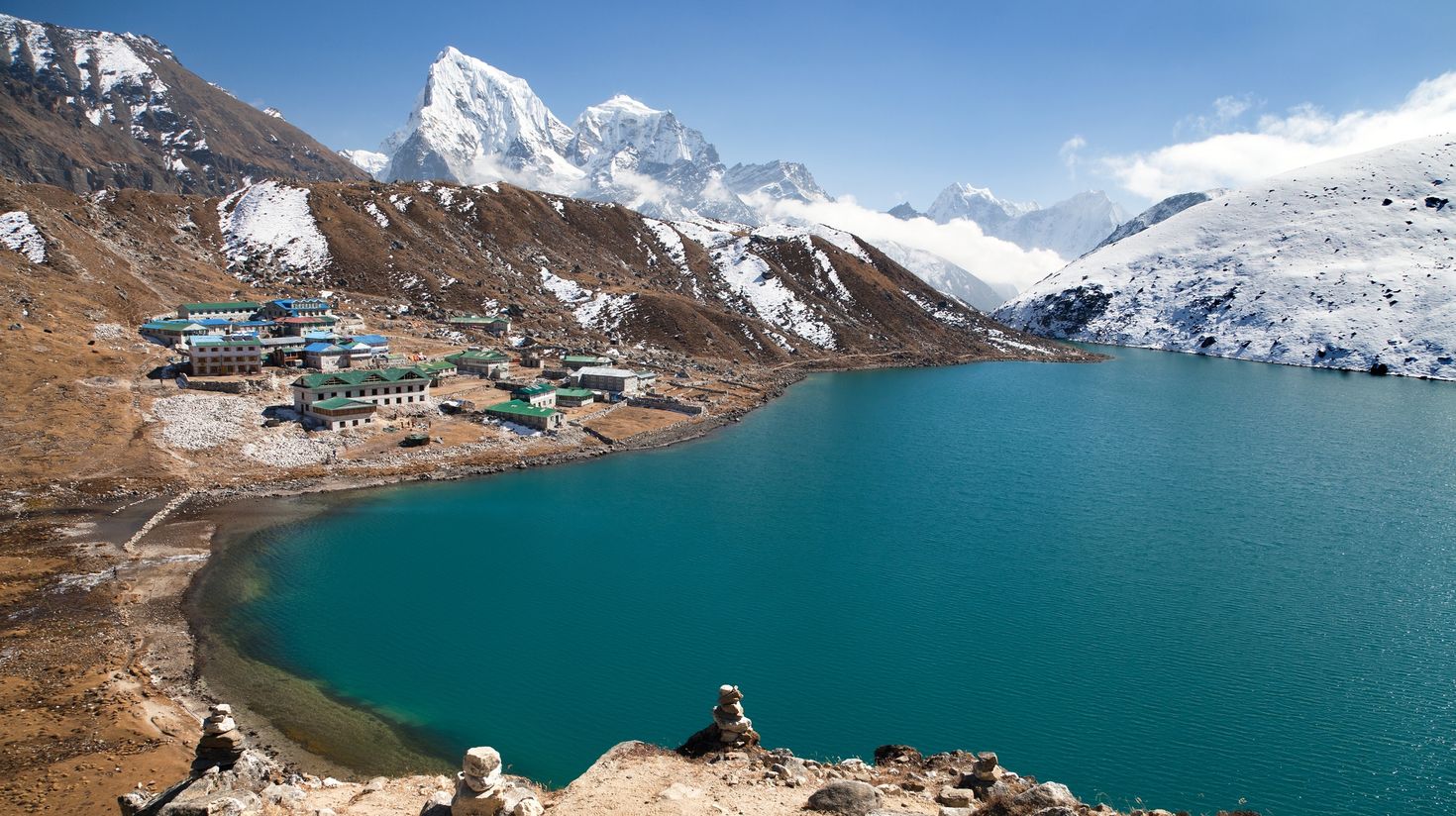 View Gokyo Lakes while trekking Everest Base Camp in November.