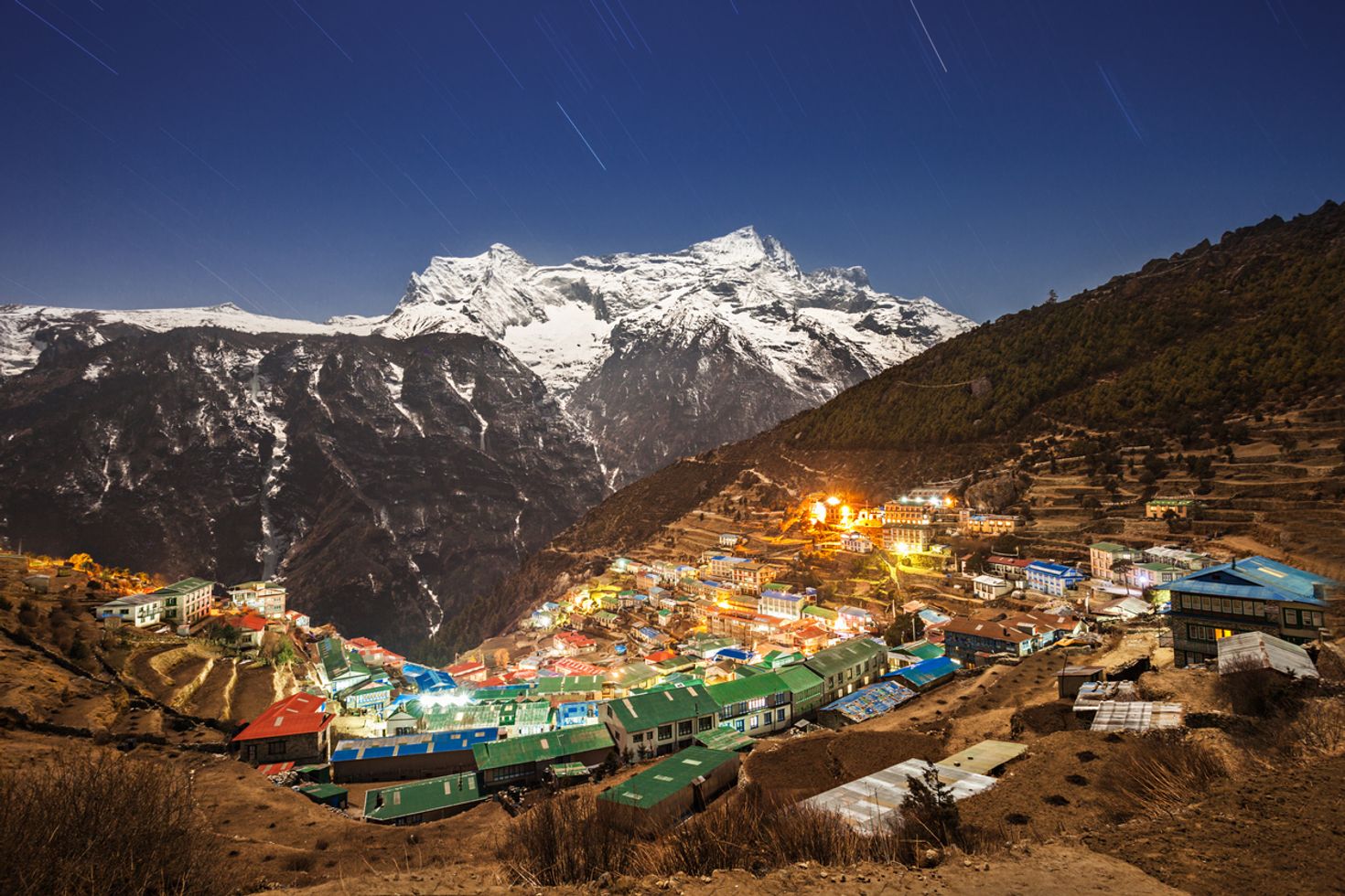 Get amazing view of Namche Bazaar while trekking Everest Base Camp.