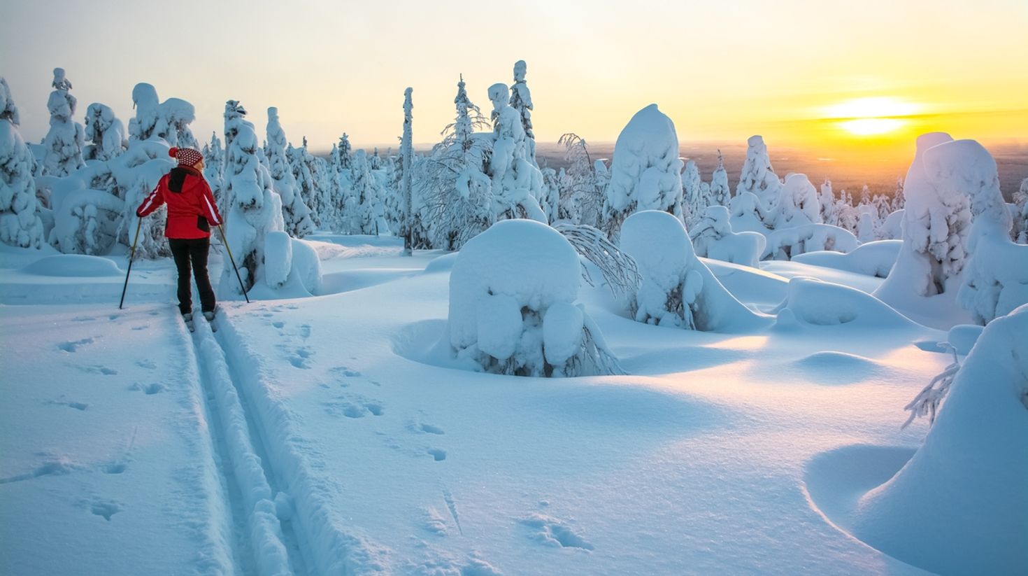 Cross country skiing in Finland in April.