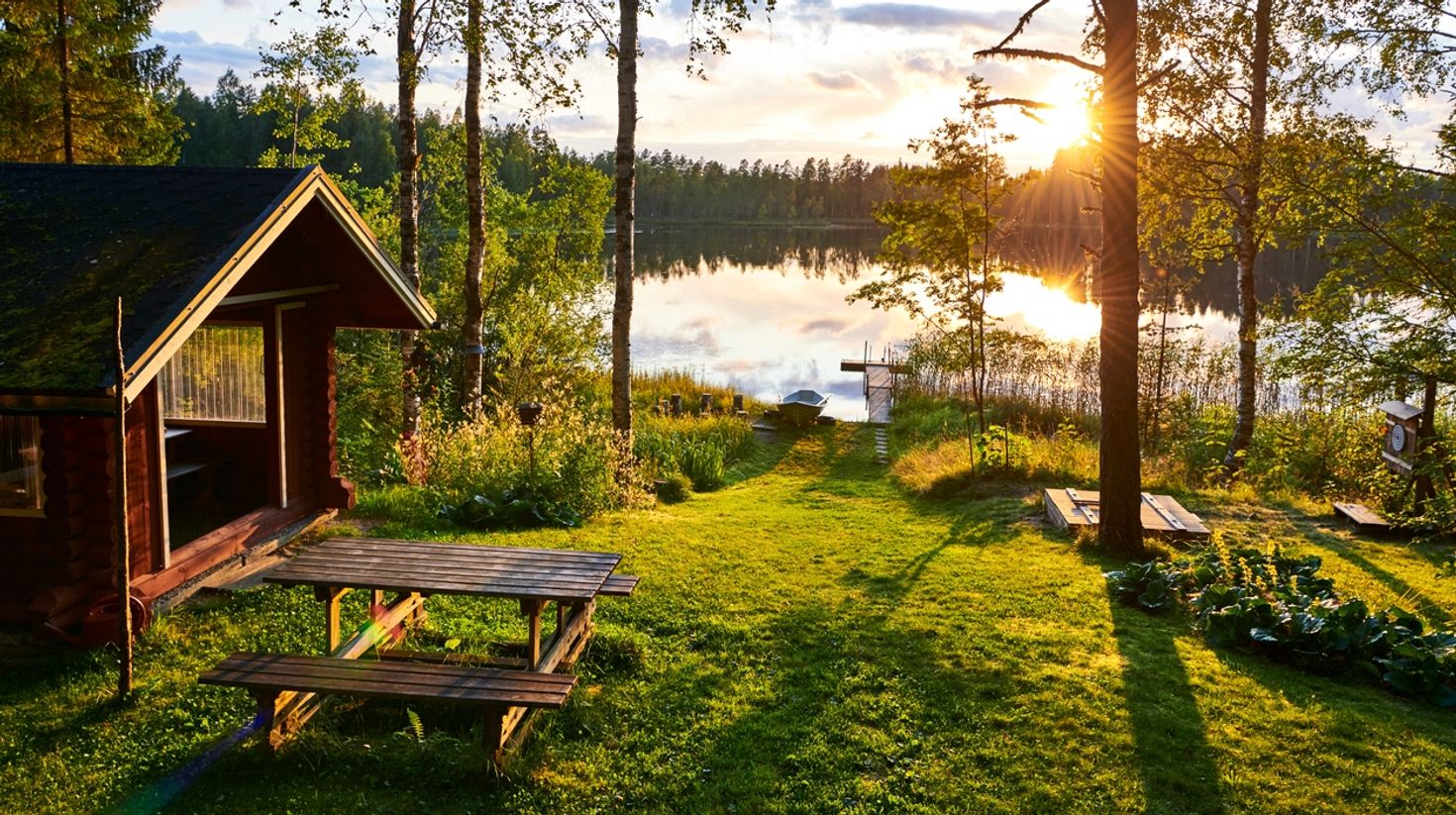 Holiday lakehouse in Finland in August.