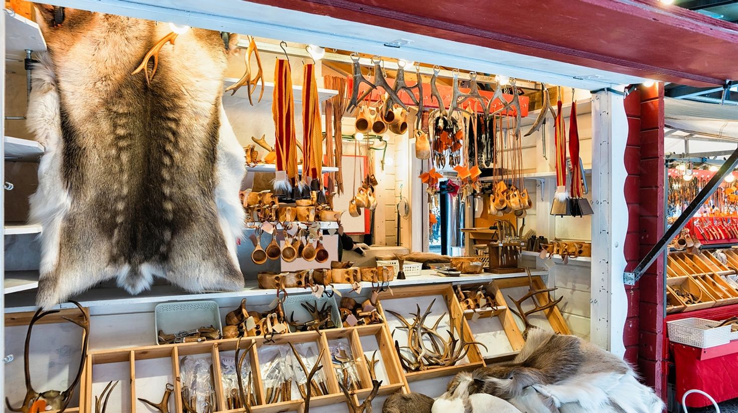 Christmas market in Finland in December.