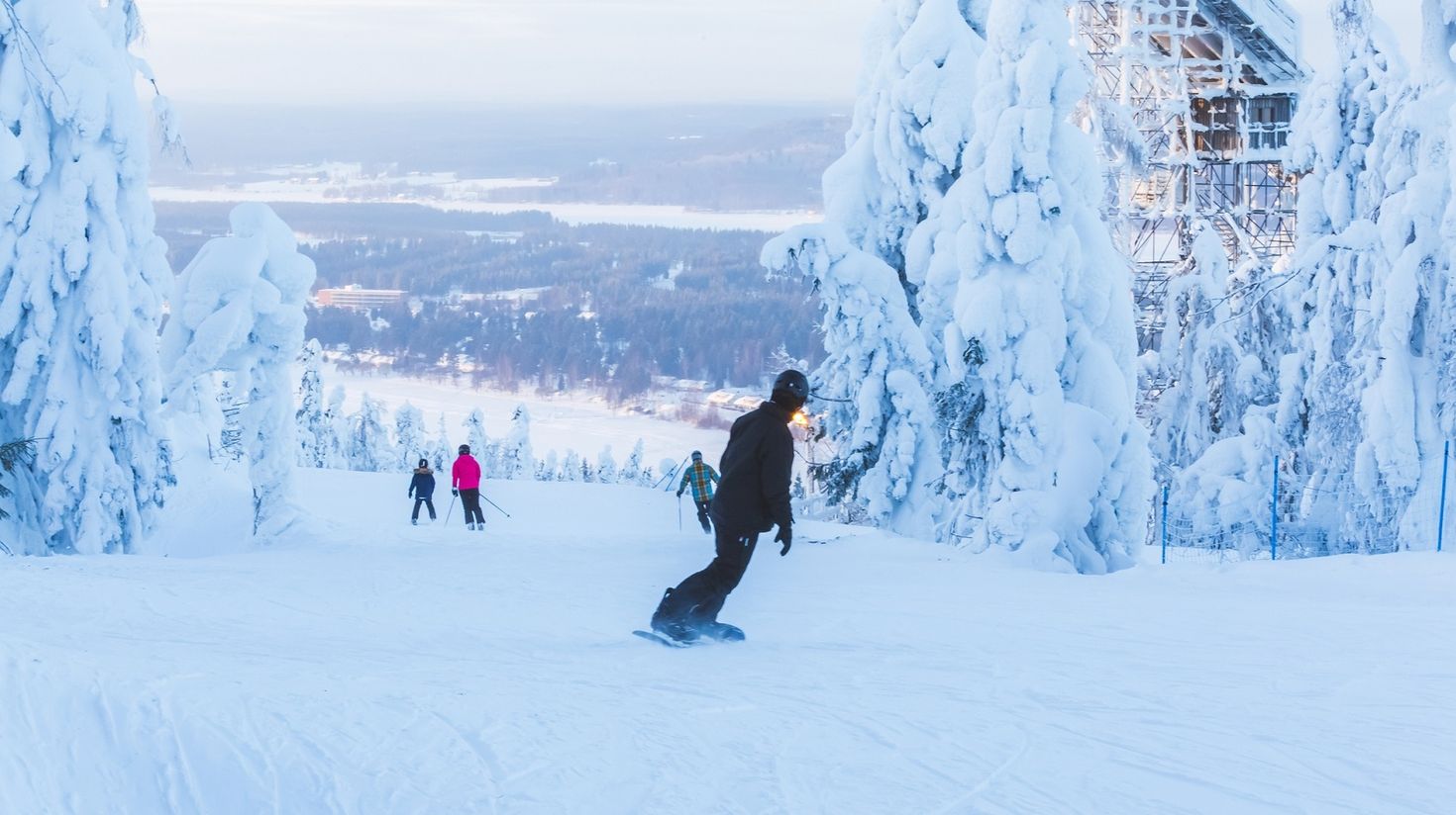 Ski slope view from Sotkamo, Finland in February.