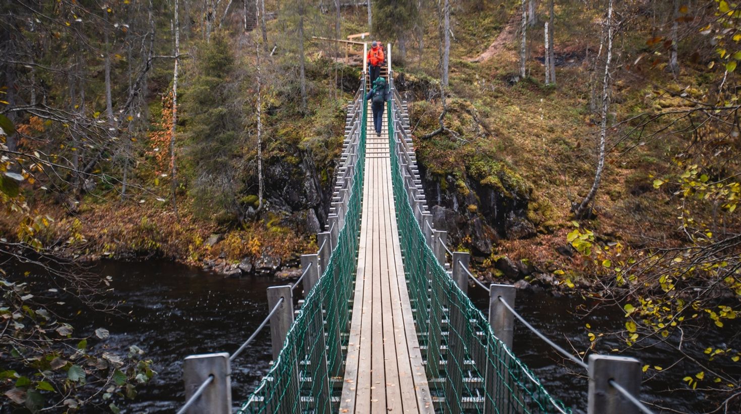 Hikers exploring Oulanka National Park in Finland in July.