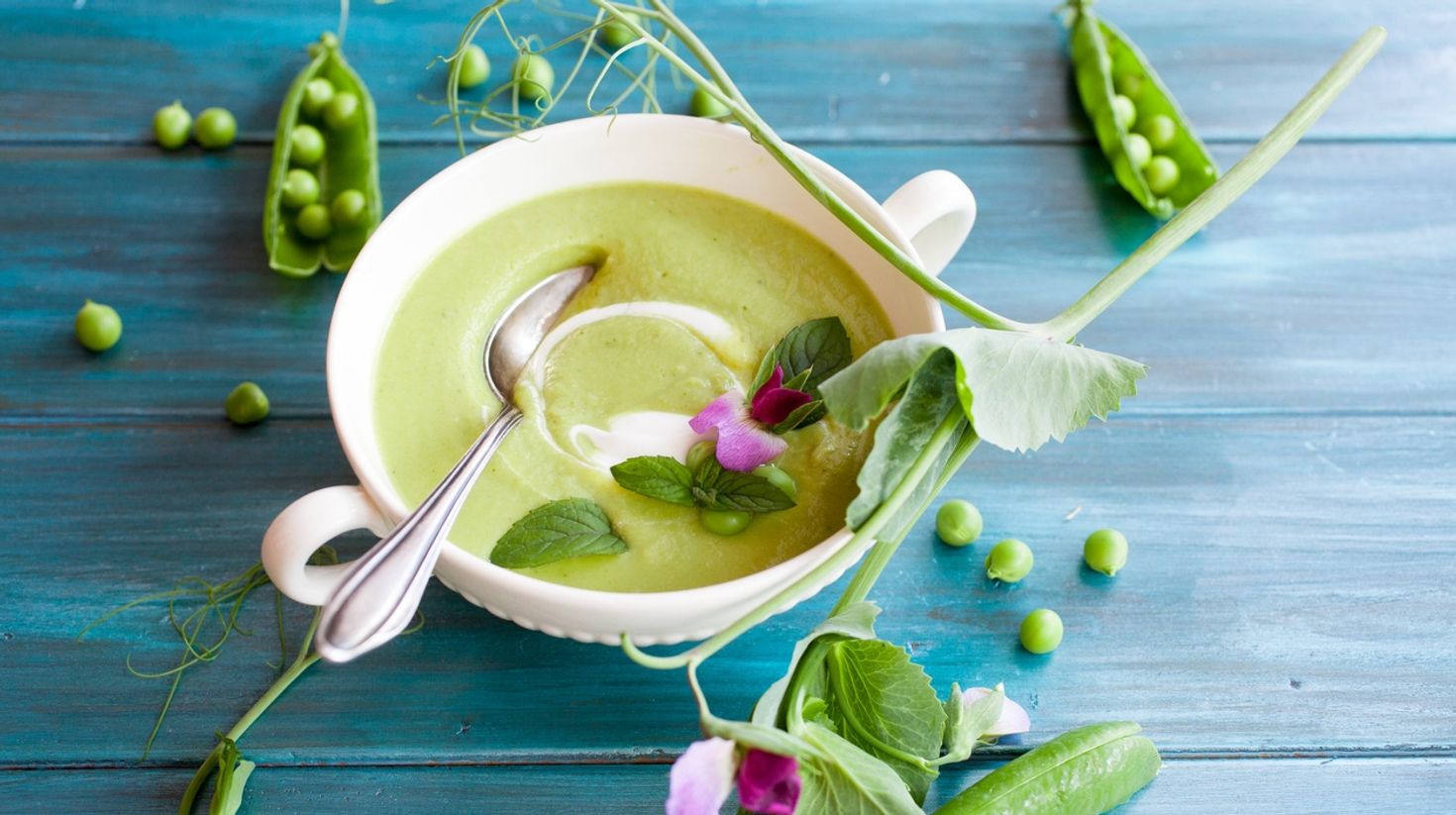 Finnish pea soup on a table.
