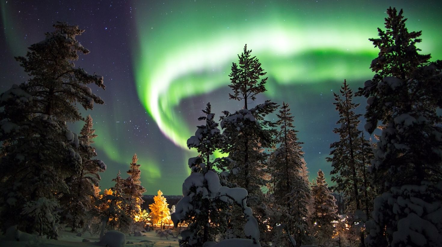 Aurora borealis in Lapland, Finland in November.