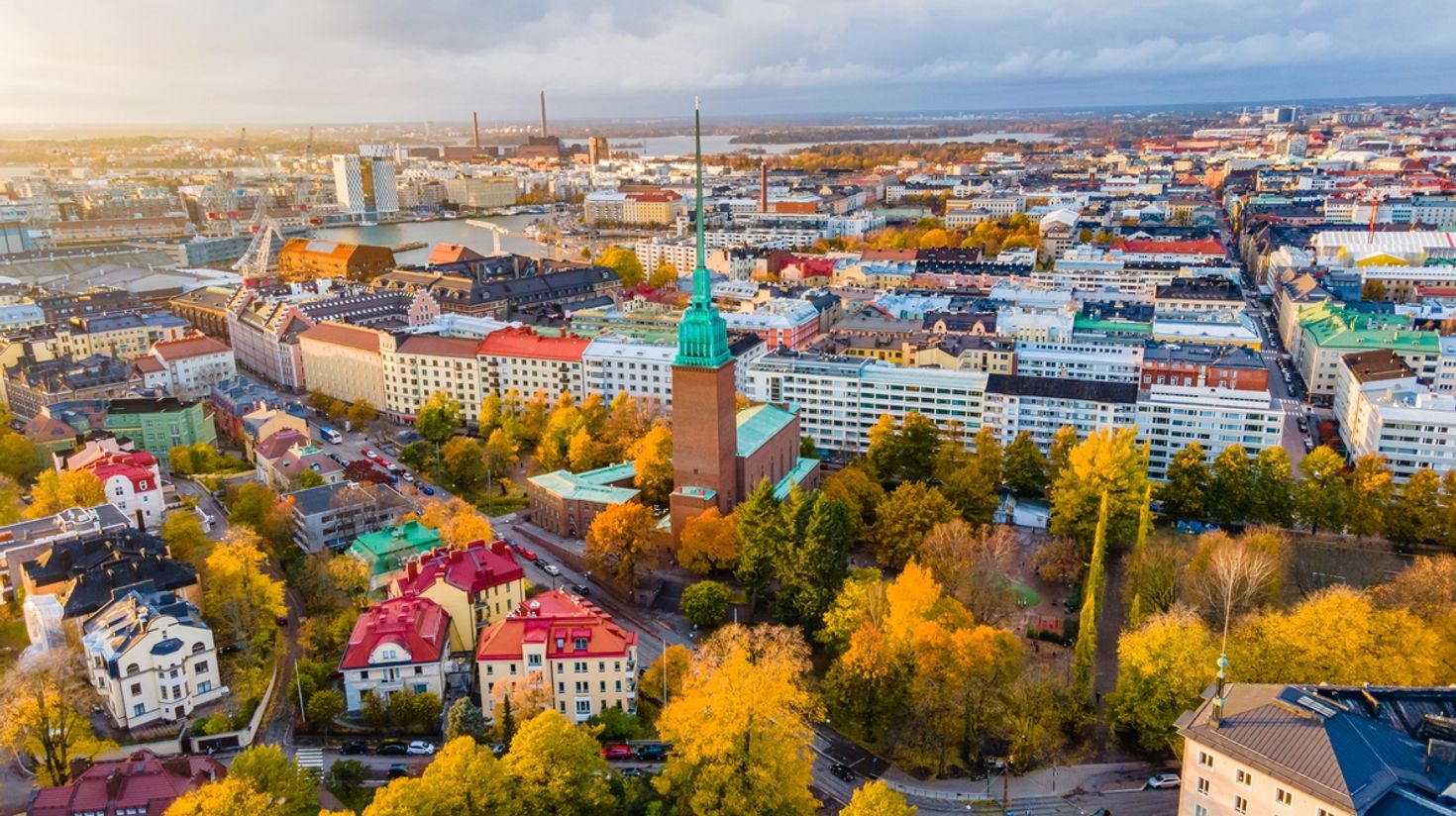 Helsinki, adorned in the colors of autumn in Finland in September.