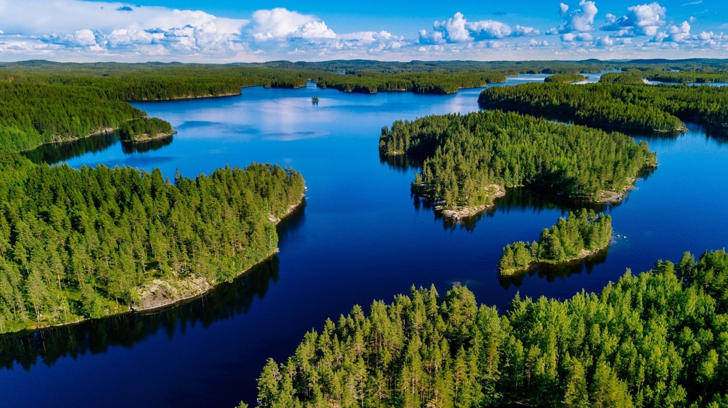 Finnish Archipelago under the blue sky.