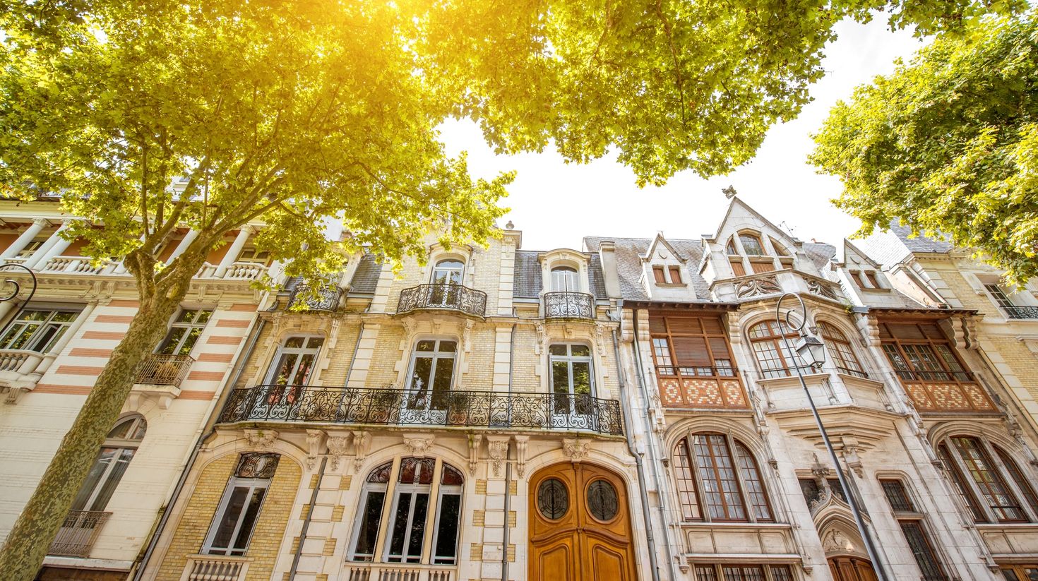 Beautiful buildings in Vichy city of central France.