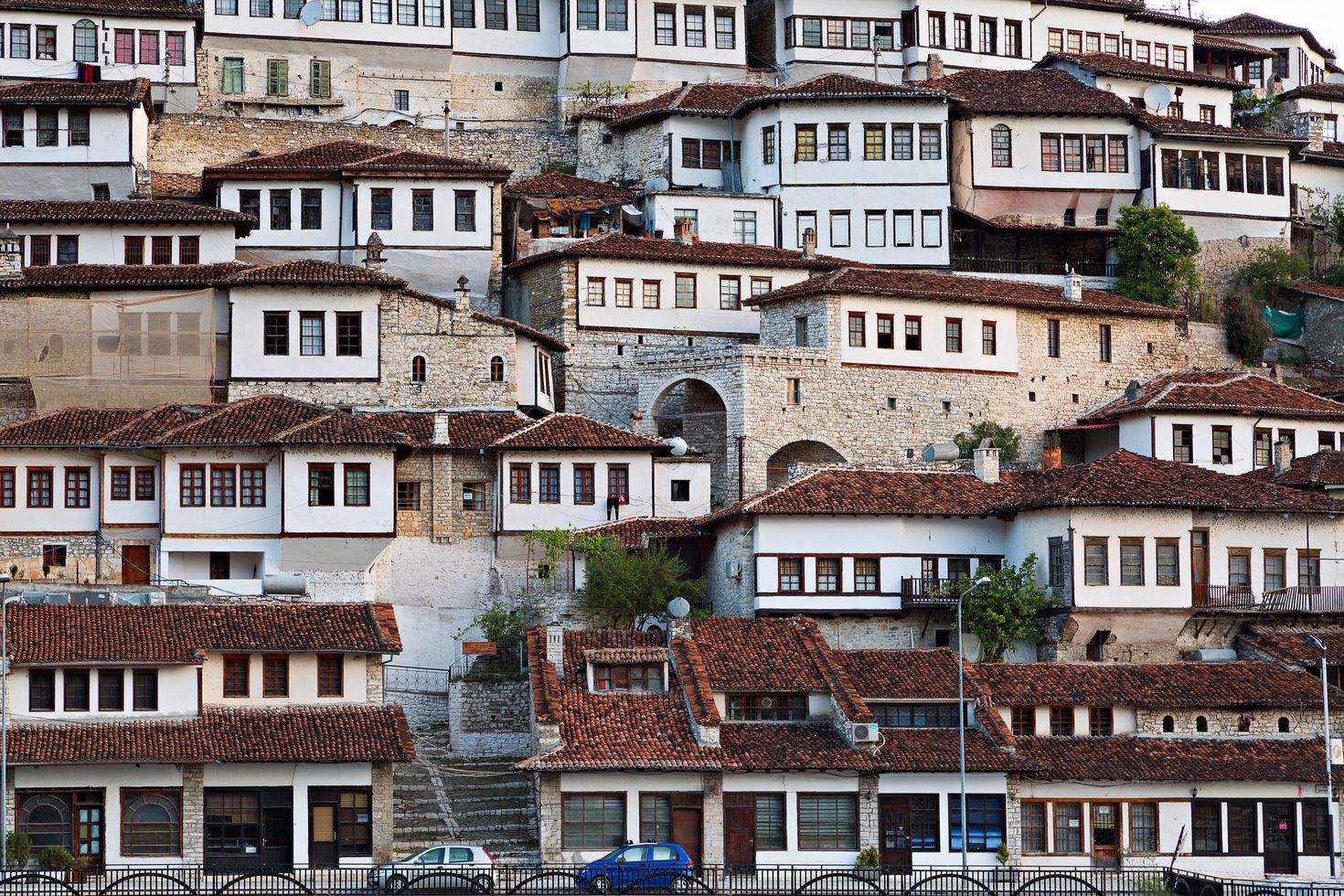 The traditional houses in the city of Berat