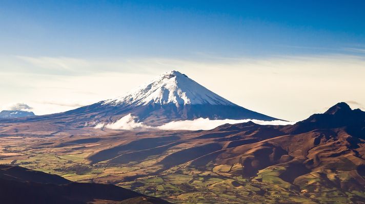 Aerial shot of Cotopaxi volcano, Ecuador.
